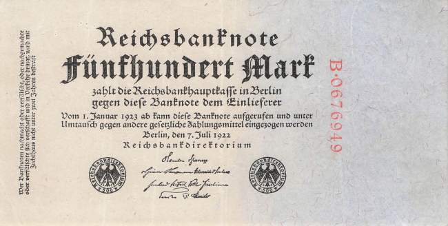 500 Mark 1922 ro.71a B